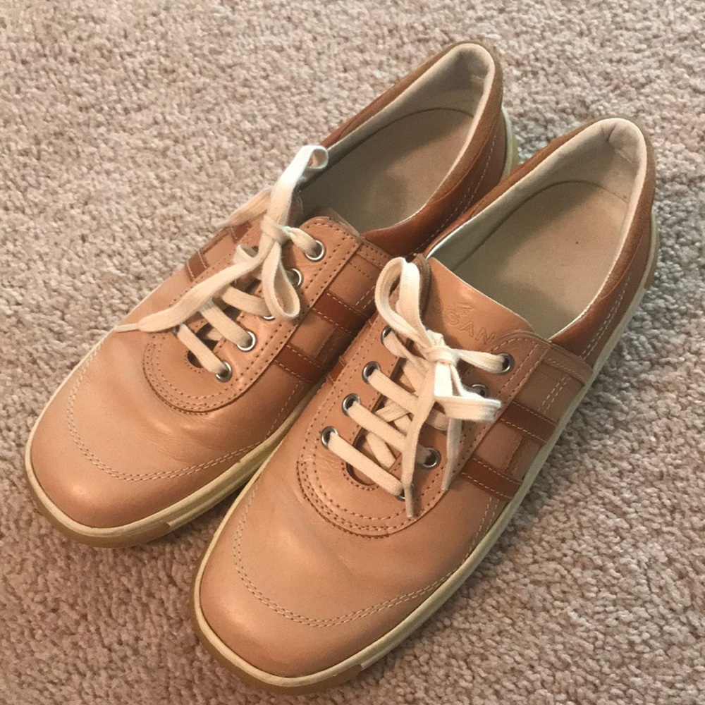 Hogan Tan Brown Leather Sneakers